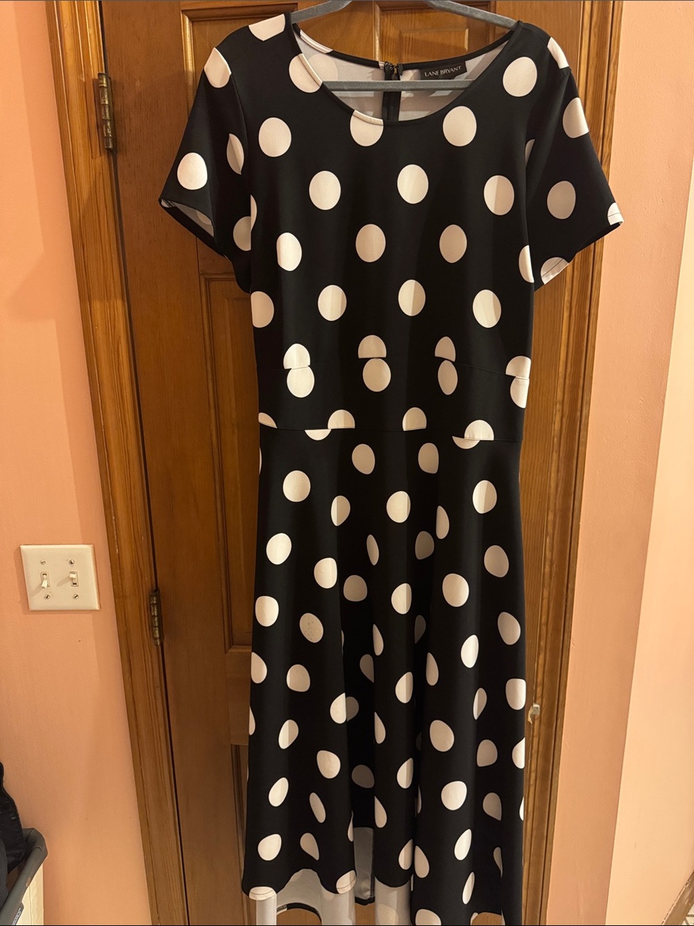 Lane Bryant Black Dress with White Polka Dots High-Low Hem